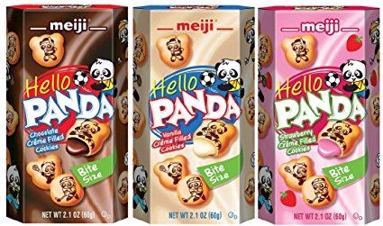Meiji Hello Panda Biscuits Variety 6 Packs – Strawberry, Vanilla and Choco Creme