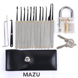 Mazu 12-Piece Unlocking Lock Pick Set Bundle with Transparent Practice Padlocks and Ebook Instructions