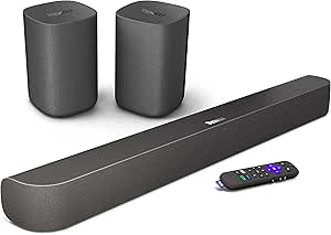 Roku Streambar Pro & Wireless Speakers | 4K HDR Streaming Device & Cinematic Soundbar All in One, Two Wireless TV Speakers, Enhanced Roku Voice Remote, Free & Live TV (Renewed)