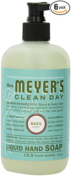 Mrs. Meyer's Clean Day Liquid Hand Soap, Basil, 12.5-Ounce Bottles (Case of 6)