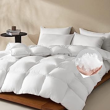 KASENTEX Goose Down Comforter Corner Tabs, Baffle Box Design Thick Duvet Insert California King, Cozy Soft 750 Fill Power 70 oz Feather Down Fill, Hotel Collection, Winter Warmth(White, 96x106)