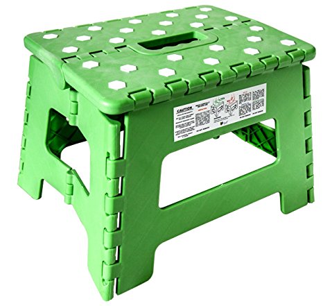 Orgalif Heavy Duty Folding Step Stool with Anti Slip Dots & Strong Support Step Ladder for Adults and Kids (Green)