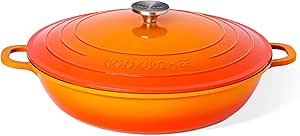 Dutch Oven Pot with Lid – Non Stick Dutch Oven for Sourdough Bread Baking – Cast Aluminum Cooking Pot – Oven Safe Stock Pot – 5.5-Quart, 12 Inch, Orange – by Nuovva