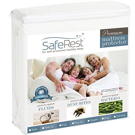 Cal King Size SafeRest Premium Hypoallergenic Waterproof Mattress Protector - Vinyl Free by SafeRest