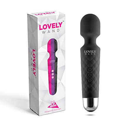 LOVELY Wand Massager Wireless Handheld Personal Body Therapeutic Massager with 8 Powerful Speeds and 20 Modes Cordless Electric Wand Massager Magic Waterproof Portable (Black)