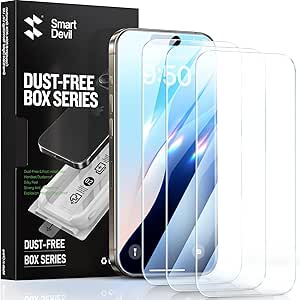 SmartDevil 3 Pack Screen Protector for iPhone 14 Pro Max, Bubble-and-Dust-Free Box, HD Tempered Glass, Military Grade Shatterproof & Ultra Durable, Easy Installation