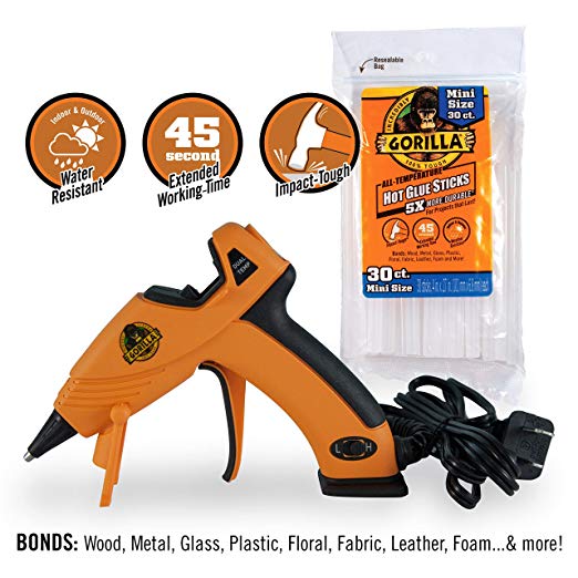 Gorilla 8401509 Hot Glue Gun and Sticks, Orange