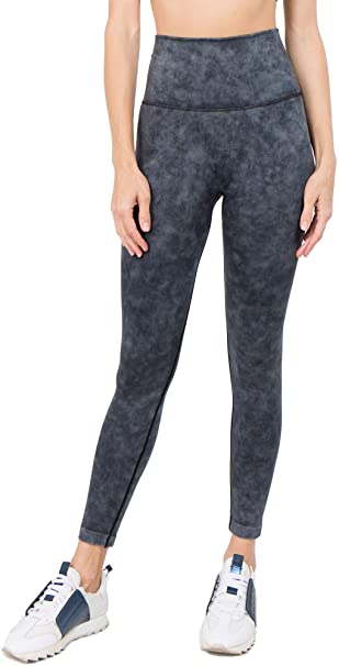 ICONOFLASH Women's Workout Leggings Acid Wash Rinse Stretchy Capris for Running Sports Yoga Fitness