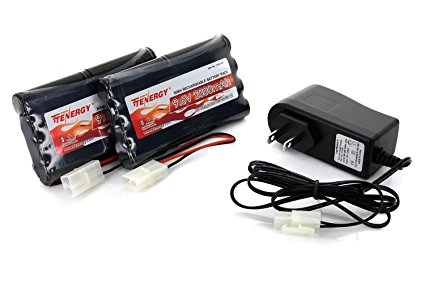 2pcs 9.6V 2000mAh NiMH Battery Packs for RC Car, Robots, Security   Simple Pack Charger