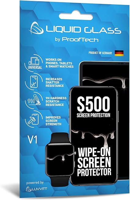 Luvvitt Liquid Glass Screen Protector With $500 Screen Protection - Scratch Resistant Wipe On Nano Coating for All Apple Samsung and Other Phones Tablets Smart Watch iPhone iPad Galaxy Universal