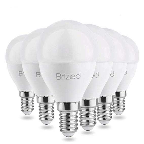 Brizled 6 Packs E14 LED Lights Bulbs 4.5W P45 Screw Light Bulbs 3000K Equivalent to 40W Warm White Frosted Globe GLS Bulb, Ultra Bright 350LM, Non-Dimmable, Energy Saving Light Bulbs