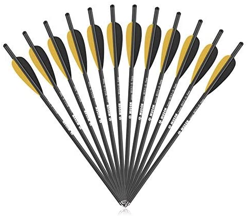 Musen 20 Inch Carbon Archery Crossbow Bolts, Crossbow Arrows with Removable Tips, Hunting and Target Practice Crossbow Bolts, 12 Pack