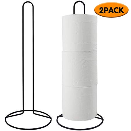 TOPSKY Toilet Paper Holder, Free Standing Toilet Tissue Paper Roll Storage Holder for Bathroom Storage, Black (stand holder)