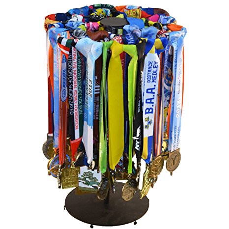 GoneForaRun Premier Tabletop Running Race Medal Display - Holds Over 60 Medals