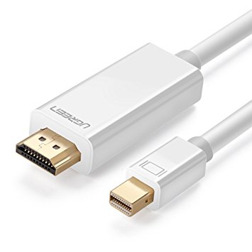 UGREEN Mini DP to HDMI, Thunderbolt Mini Displayport to HDMI 2 Metre HDTV Audio Cable 1080P for Apple Mac, iMac, MacBook, Microsoft Surface Pro 2 3 4 (White)