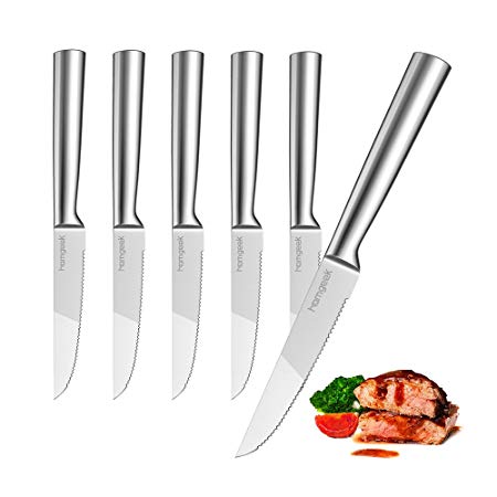 Homgeek Steak Knite Set,6-Piece German High Carbon Stainless Steel Serrated Steak Knives