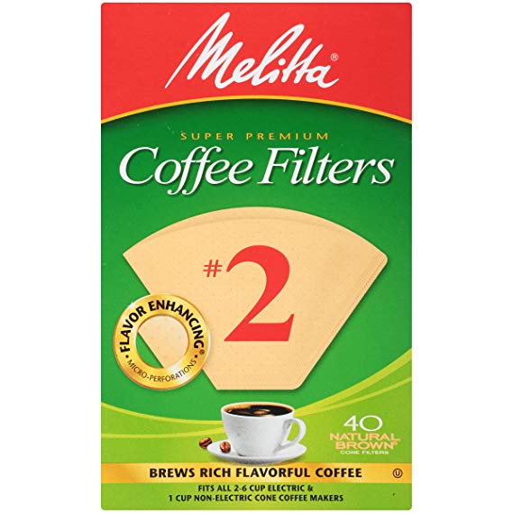 Melitta Super Premium No. 2 Cone Coffee Filters, Natural Brown, 40 Count (Pack of 12)
