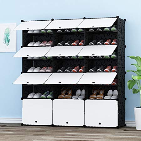 JOISCOPE Portable Shoe Storage Organzier Tower, Modular Shoe Cabinet for Space Saving, Shoe Racks Ideal for Shoes, Boots, Slippers，3/7