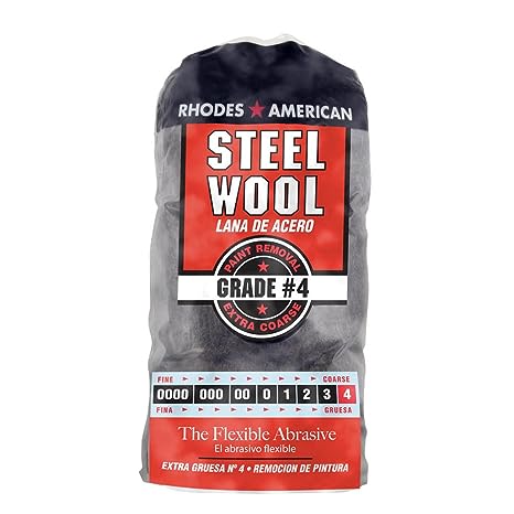 Steel Wool, 12 pad, Extra Coarse Grade #4, Rhodes American, Heavy Duty Steel Wool