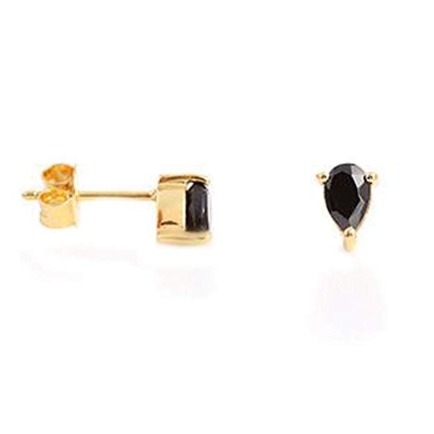 Nathis Black Onyx Pear Studs By Sizzling Silver