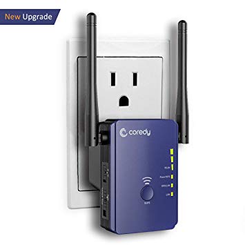 Coredy Upgraded 300Mbps Mini WiFi Extender/Wi-Fi Range Extender/Wireless Repeater/Internet Signal Booster with External Antennas, Compatible with Alexa, Extends WiFi to Smart Home & Alexa Devices