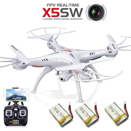 AICase® Syma X5SW FPV Explorers2 2.4Ghz 4CH 6-Axis Remote Controlled Gyro RC Headless Quadcopter Drone UFO with HD Wifi Camera for Real Time Video Transmission