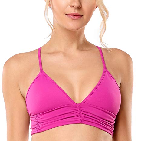 CRZ YOGA Women's Light Support Comfort Wirefree Yoga Bra Everyday Bra Top