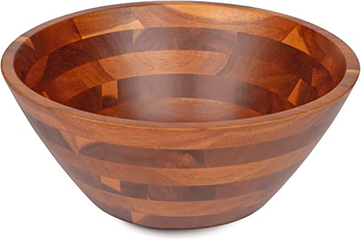 HOMEXCEL Acacia Wooden Salad Bowl, Large Salad Bowl for Serving Fruits,Salad, Cereal or Pasta(Single Bowl)