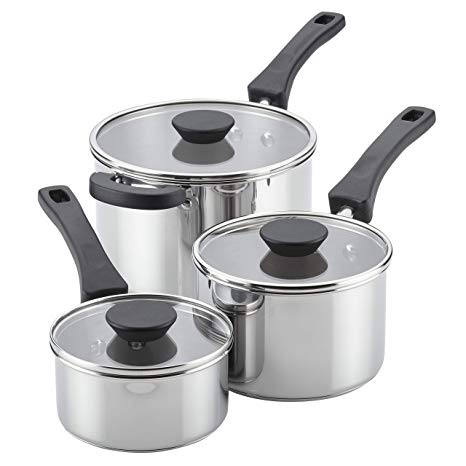 Farberware 76221 Neat Nest Stainless Steel Sauce Pan Set/ Saucepan Set, 6 Piece, Silver