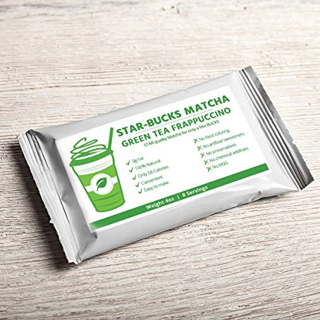 STAR-BUCK Matcha Latte Frappe Mix (4oz) - STAR Quality Matcha for a few BUCKS - Made with Certified 100% Organic Matcha - Energy Booster - Rich Antioxidants - Makes 8 Servings