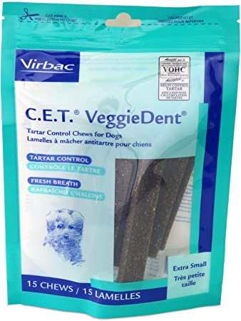 Virbac C.E.T. VeggieDent Dental Chews - Extra Small - 15 Count