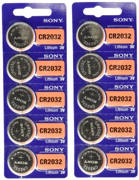 Sony CR2032 Lithium 3V Batteries (2 x Pack of 5)