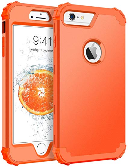 iPhone 6S Plus Case, iPhone 6 Plus Case, BENTOBEN Heavy Duty Rugged Shockproof 3 in 1 Hybrid Hard PC Soft Silicone Bumper Protective Phone Case for iPhone 6S Plus/iPhone 6 Plus 5.5 Inch, Coral Orange