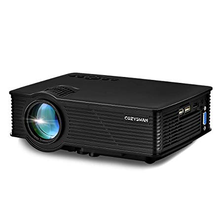 Mini Projector, COZYSWAN Video Projector for Home Theater Office Presentation Full HD 1080P Portable LCD Projector with HDMI, USB, AV and SD Supported