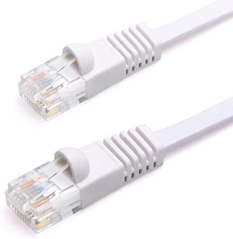 25ft (7.6M) Cat6 Flat Ethernet Cable 25 Feet (7.6 Meters) Gigabit Lan Network Cable RJ45 High Speed Patch Cord for Xbox, PS4, PS3, Modem, Router, LAN, Switch Compatible Cat5e/Cat6 Network, White