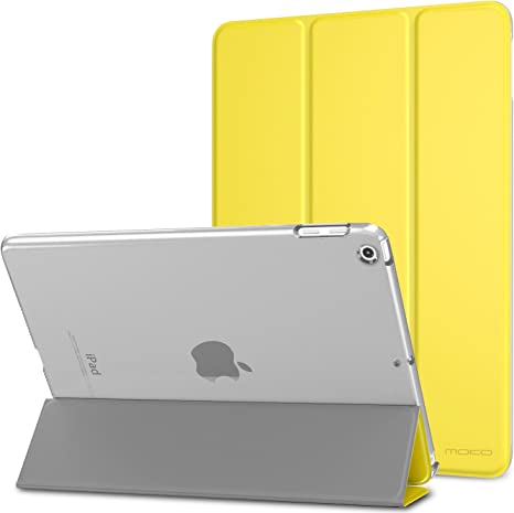 MoKo Smart Cover per iPad 9.7 Pollici 6 Generazione 2018/2017 - Ultra Sottile Leggero Custodia con Funzione di Auto Sveglia/Sonno con Retro Semi-trasparente Rigido per iPad 9.7,Giallo di Limone