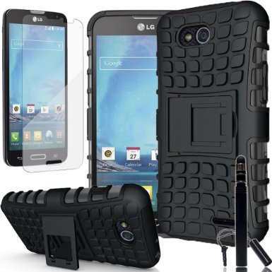 COVRWARE® LG Optimus L90 Case, [Terrapin Series] Armor Protective Case with [Kickstand] [ Included HD Film & Aluminum Sensitive Stylus Pen ] For LG Optimus L90 (T-Mobile) / D415 - Black