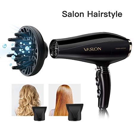 VASLON Fast Hair Dryer Professional Salon 1875W AC Motor Negative Ionic Curly Hair Blow Dryer with Diffuser Straightenning, 2 Speed 3 Heat Setting