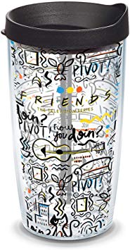 Tervis 1334012 Warner Brothers - Friends Pattern Insulated Travel Tumbler & Lid, 16 oz, Clear