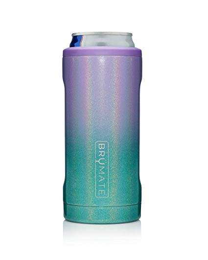 BrüMate Hopsulator Slim Double-walled Stainless Steel Insulated Can Cooler for 12 Oz Slim Cans (Glitter Mermaid)