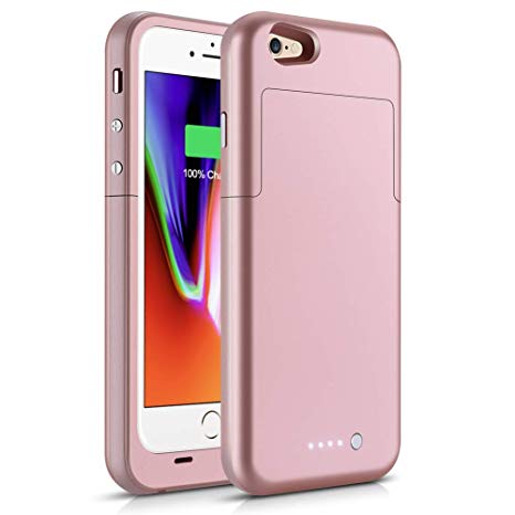 Battery Case for iPhone 6 6S, Boanv 3800mAh Ultra Slim Portable Protective Charging Case for iPhone 6s / 6 (4.7 inch) Rechargeable Extended Battery Charger Case Thin-Rose Gold