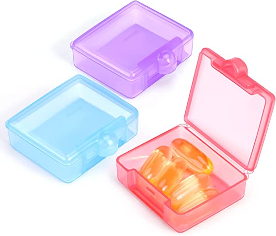 Small Pill Box (3 Pcs), Square Pill Case Portable for Pocket Purse Travel Medicine Storage Container for Tablets Vitamin Fish Oils Earplug Case