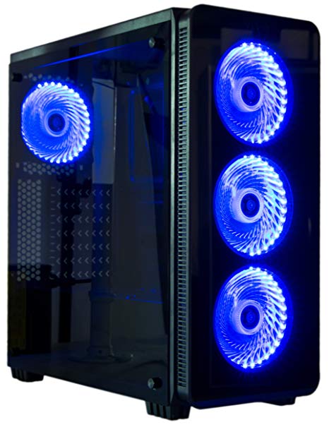 VIVO ATX Mid Tower Computer Gaming Black PC Case w/ Tempered Glass Side Panel, 6 Fan Ports, 3-speed control, USB 3.0 (CASE-V08)