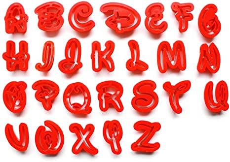 OrangeTag Letters Number Fondant Molds, 26 Pcs Uppercase Letters Candy Molds Chocolate Mould Set, Cake Decoration Tools & Cookie Cutters (Red)