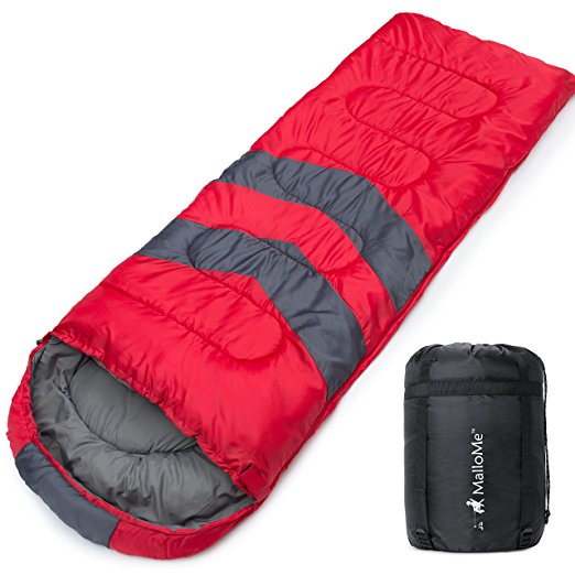 MalloMe Single Camping Sleeping Bag – 4 Season Warm Weather and Winter, Lightweight, Waterproof – Great for Adults & Kids - Excellent Camping Gear Equipment, Traveling, and Outdoor Activities