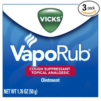 Vicks VapoRub Cough Suppressant Chest and Throat Topical Analgesic Ointment, 1.76 Ounce (Pack of 3)