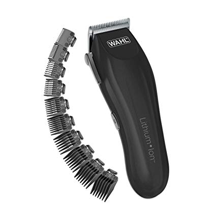 Wahl Clipper Lithium-ion Cordless Haircutting Kit 79608 Cordless Rechargeable Grooming and Trimming Kit, 12 Guide Combs