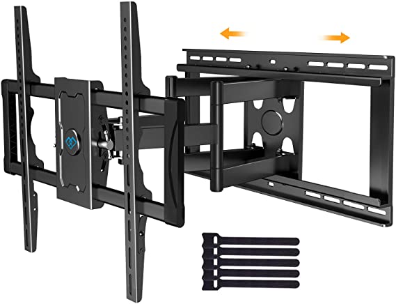 Sliding TV Mount Full Motion for TV Centering - Fits 37-75 Inch Flat Curved TVs up to 132 lbs, Max VESA 600x400mm - Universal TV Mount Fits 16-24 Studs or Spacing, Extends 23.82 Inch by PERLESMITH