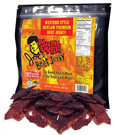 Western Style Outlaw Premium Beef Jerky Aged Cured Premium USA Gourmet Beef Jerky From Beef Brisket 2.85 oz Resealable Bag (Western Style Outlaw Premium Beef Jerky)