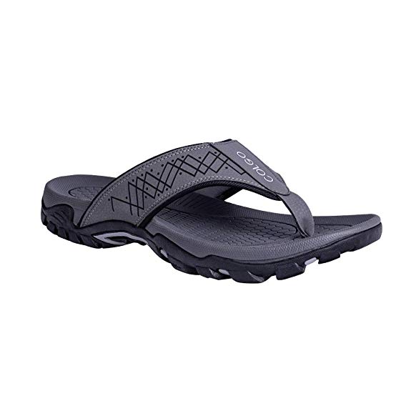 Colgo Arch Support Flip Flops for Men,Mens Wide Sandals Waterproof for Hiking Outdoor Beach Walking Sport Thong Sandals